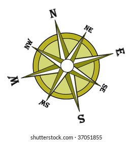 Brown compass rose. Illustration, vector file available