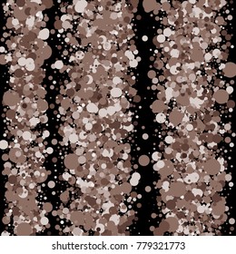 Brown confetti on a black background. Beautiful background. Confetti. A frame of confetti. A scattering of confetti. Placer from the circles. Vector illustration. Abstract background. Pattern. 