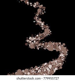Brown confetti on a black background. Beautiful background. Confetti. A frame of confetti. A scattering of confetti. Placer from the circles. Vector illustration. Abstract background. Pattern. 