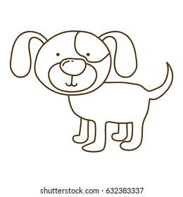 brown contour graphic of dog vector illustration