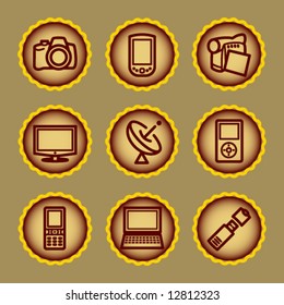 Brown contour web icons, set 16