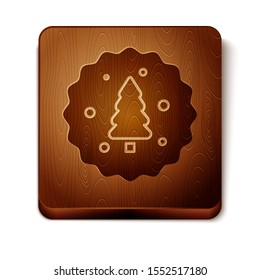 Brown Cookie or biscuit with chocolate icon isolated on white background. Wooden square button. Vector Illustration