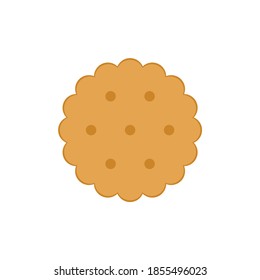 Brown cookie icon in flat style. Sweet food vector illustration graphic