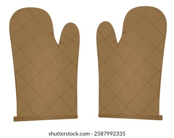 Brown cooking gloves. vector illustration