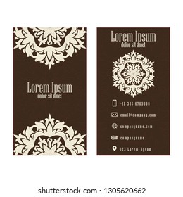 Brown Corporate business or visiting card, professional designer. Vector abstract creative business cards.