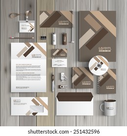 Brown Corporate Identity Template Design With Parquet Elements. Business Stationery