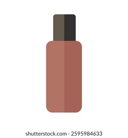 Brown cosmetic bottle clip art image, skincare bottle flat icon vector illustration, plastic bottle container clip art, isolated on white background
