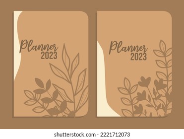 Colección de bloc de notas de portada de color marrón. plantilla con silueta de hoja. Perfecto para diarios, libros, revistas, revistas, catálogos, planificadores y folletos. Tamaño A4