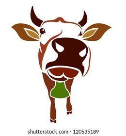 Brown cow on a white background - vector