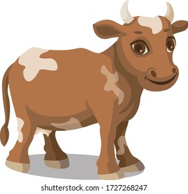 a brown cow is smiling