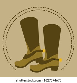 Brown cowboy boots. Vector illustration. In the style of the wild west.