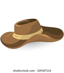 Brown cowboy hat  close-up vector illustration on white background