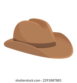 Brown cowboy hat icon cartoon vector. West rodeo. Head costume