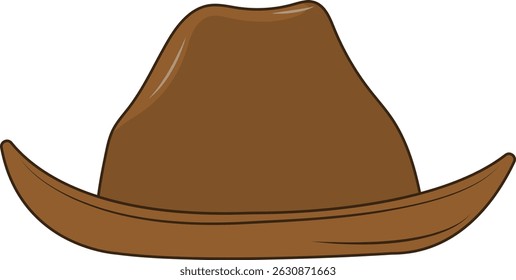 Ilustración de sombrero de vaquero marrón en diseño de dibujos animados. Gráfico de Vector aislado