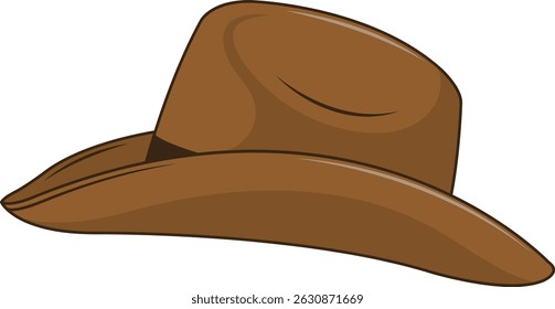 Brown Cowboy Hat Illustration in Cartoon Design. Isolated Vector Graphic