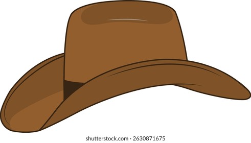 Brown Cowboy Hat Illustration in Cartoon Design. Isolated Vector Graphic