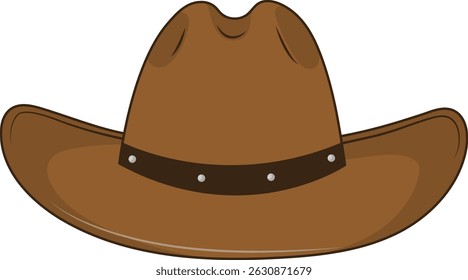 Brown Cowboy Hat Illustration in Cartoon Design. Isolated Vector Graphic