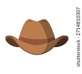Brown cowboy hat isolated on white background. Vector stock