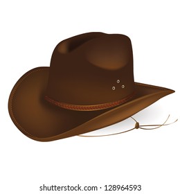 Brown cowboy hat isolated on white