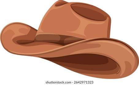 Brown cowboy hat in a smooth vector style with soft shading and realistic curves