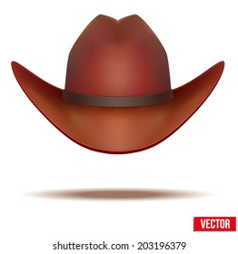 Brown cowboy hat traditional symbol. Vector Illustration. Isolated on white background.