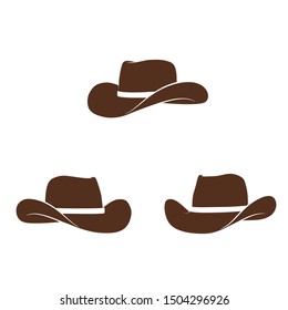 	
Brown cowboy hat vector icon.