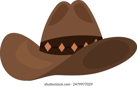Brown cowboy hat vector illustration. Cartoon hat isolated on white background.