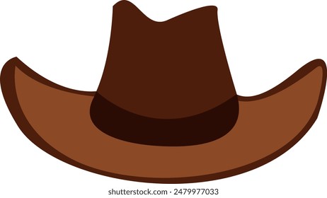 Brown cowboy hat vector illustration. Cartoon hat isolated on white background.