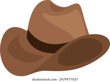 Brown cowboy hat vector illustration. Cartoon hat isolated on white background.