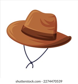 Brown Cowboy Hat with Wide Brims as Wild West Object Vector Illustration