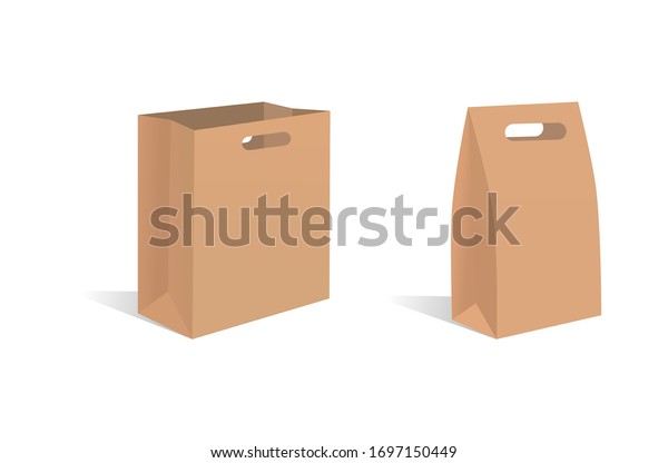 Download Brown Craft Paper Bag Packaging Template Stock Vector Royalty Free 1697150449