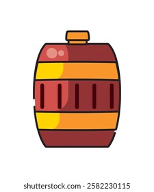 Brown Crafted Beer Barrel Icon Isolated Vector