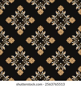 
Brown, cream, and black floral classic damask pattern: vector illustration for elegant textile design, carpet, curtains, and clothing.

