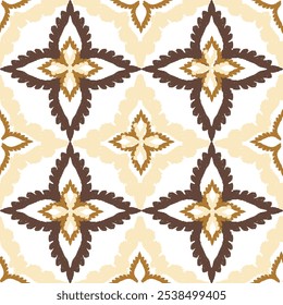 Braune, cremefarbene digitale Katzenmuster für die Erstellung schöner Stoffdesigns und anderer Elemente der Modebranche und des Innenraums (Verpackung, Seide, Schal, Kleidung, Hintergrund, Teppiche, Vorhänge) 