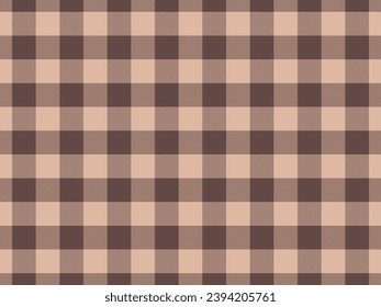 Brown and cream plaid fabric, seamless background for textile, clothing or decoration design. Vector illustration.