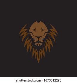 brown Creative  Lion Head Logo Symbol Vector Design Illustration