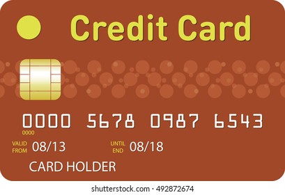 Brown credit card with brown halftone texture and yellow text