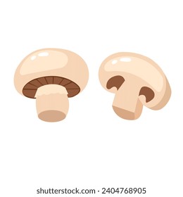 Brown cremini mushroom.vector icon set isolated on white background