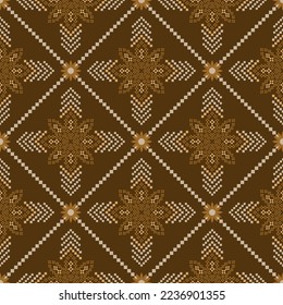Brown cross stitch background Ethnic pattern traditional seamless pattern Aztec African embroidery Indonesian Indian for fabric print cloth dress carpet cloth dress fabric sarong rug