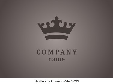 Brown crown logo for elite company. Crown icon.