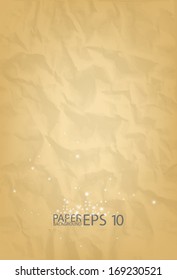 Brown crumpled paper background texture.