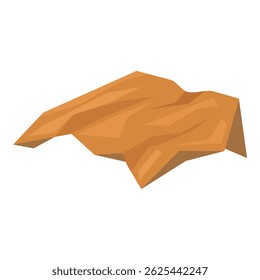 Brown crumpled piece of paper is flying in the air, isolated on white background