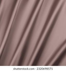  brown crumpled or wavy fabric texture background. Abstract linen cloth soft waves. Silk atlas or stretch jacquard. Smooth elegant luxury cloth texture. Concept for banner or advertisement.