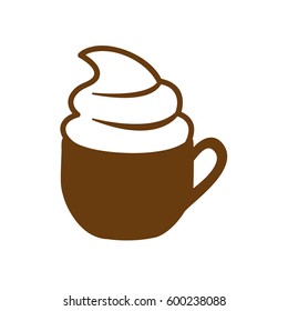 brown cup of cappuccino with cream vector illustration