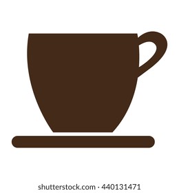 brown cup of coffee front view over isolated background,vector illustration