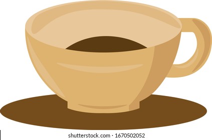 Brown cup of coffee, illustration, vector on white background.