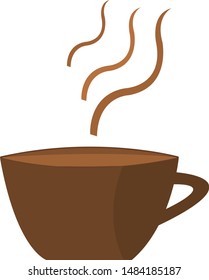 brown cup with coffee and wavy steam hot and energy drinks concept