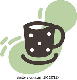 Brown cup with five white dots, illustration, vector, on a white background.