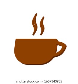 Brown cup with hot drink on a white background 3d, vector