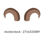 Brown curled ram horns. Flat vector cartoon illustration for zodiac Aries, farm animals or fantasy character design